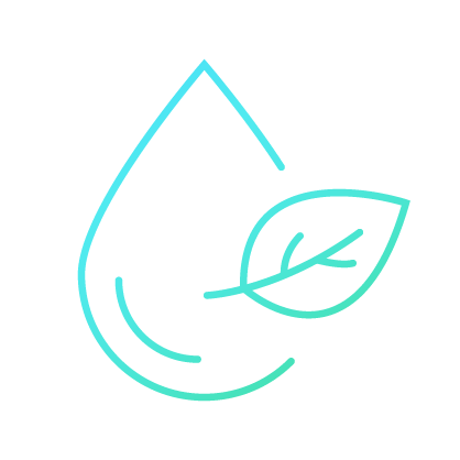 Non Toxic Icon of a water drop and a leaf in front
